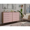 Manhattan Comfort Rockefeller 10-Drawer Double Tall Dresser in Nature and Rose Pink 156GMC6